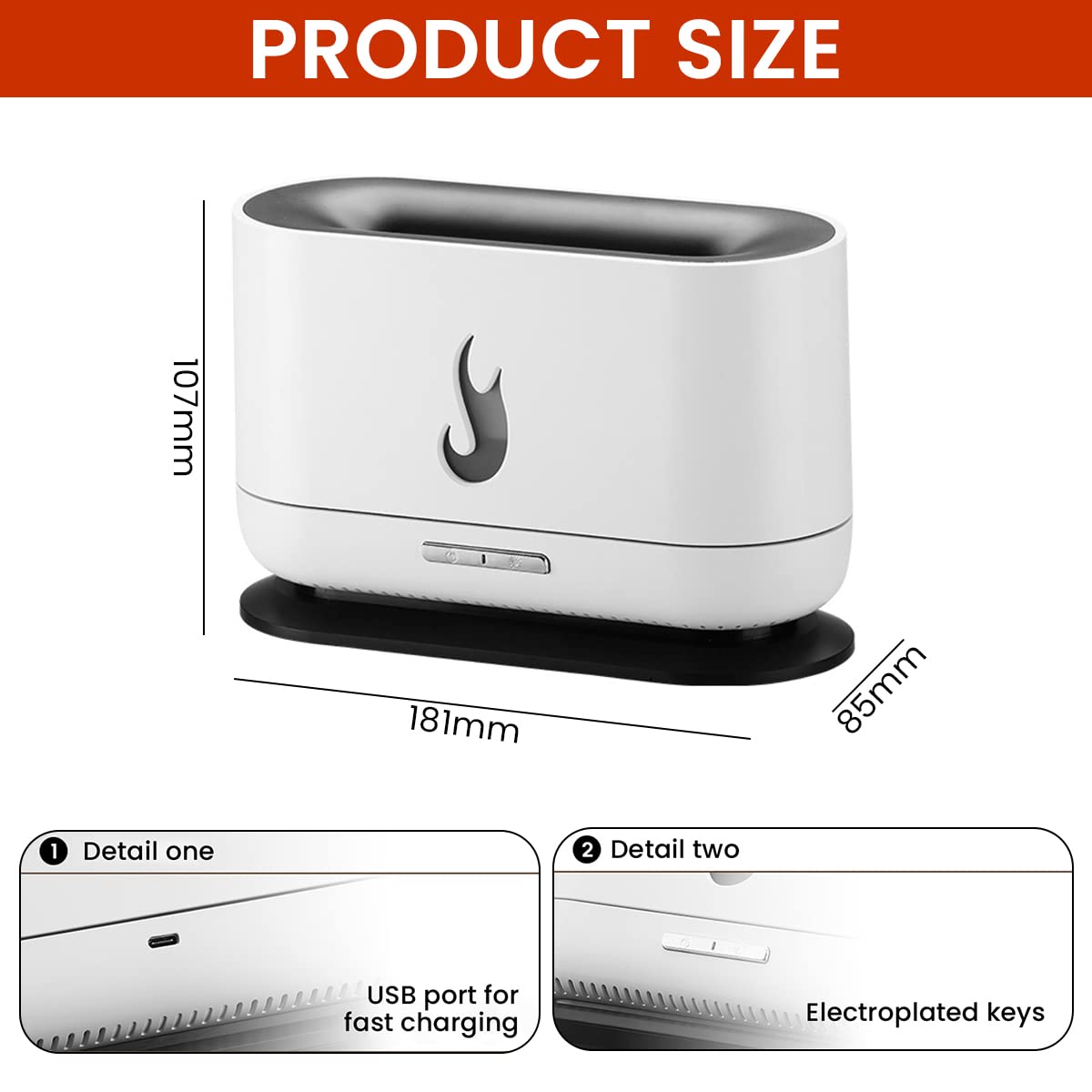 HASTHIP Humidifier for Room Moisture 200ML Cool & Warm Color Cool Mist Flame Lighting Effect Aroma Diffuser for Home Fragrance Essential Oil Diffuser 24dB Silent Humidifier for Plant Anti-dry Burning HASTHIP Humidifier for Room Moisture 200ML Cool & Warm Color Cool Mist Flame Lighting Effect Aroma Diffuser for Home Fragrance Essential Oil Diffuser 24dB Silent Humidifier for Plant Anti-dry Burning